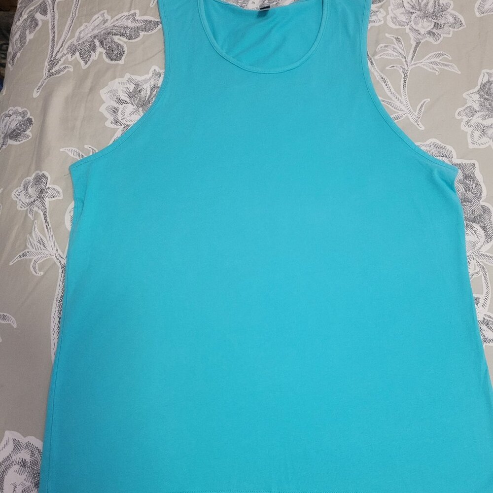 Next Level Turquoise Blue Cotton Tank Shirt Large EUC